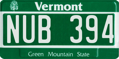 VT license plate NUB394