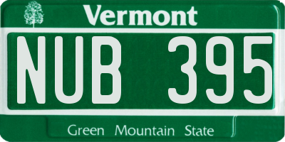 VT license plate NUB395