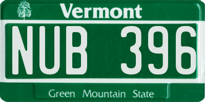 VT license plate NUB396