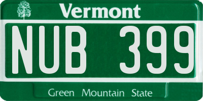 VT license plate NUB399