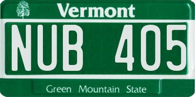 VT license plate NUB405
