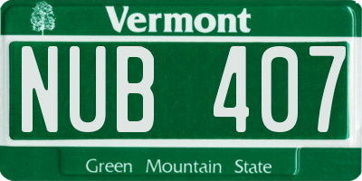 VT license plate NUB407