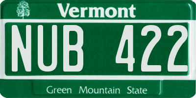 VT license plate NUB422