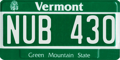 VT license plate NUB430