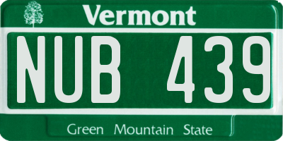 VT license plate NUB439