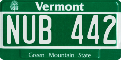 VT license plate NUB442