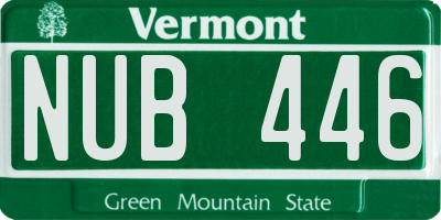 VT license plate NUB446