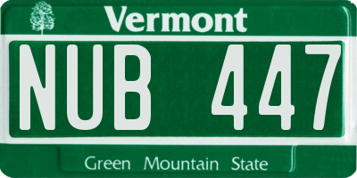 VT license plate NUB447