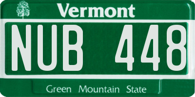 VT license plate NUB448