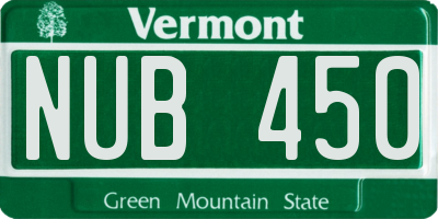 VT license plate NUB450