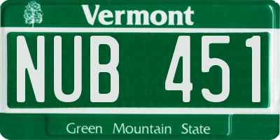 VT license plate NUB451