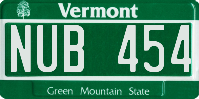 VT license plate NUB454