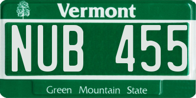 VT license plate NUB455