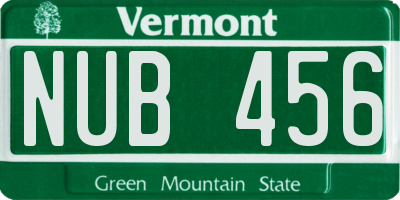 VT license plate NUB456