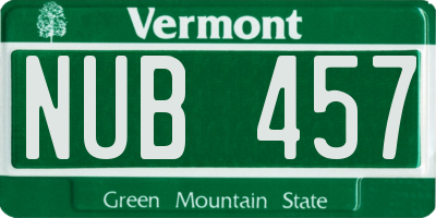 VT license plate NUB457