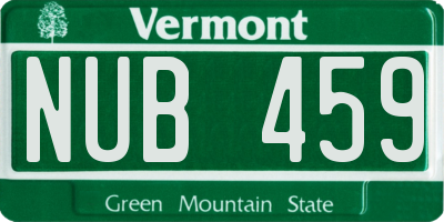 VT license plate NUB459