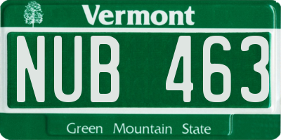 VT license plate NUB463