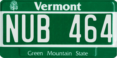 VT license plate NUB464