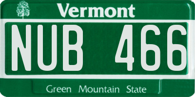VT license plate NUB466