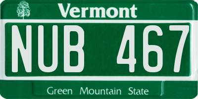 VT license plate NUB467