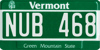 VT license plate NUB468
