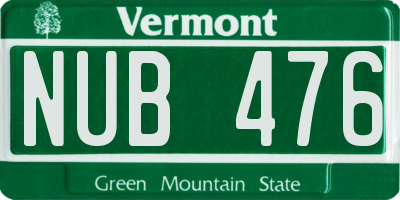 VT license plate NUB476
