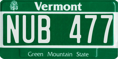 VT license plate NUB477