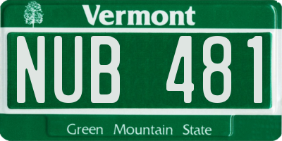 VT license plate NUB481