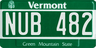 VT license plate NUB482