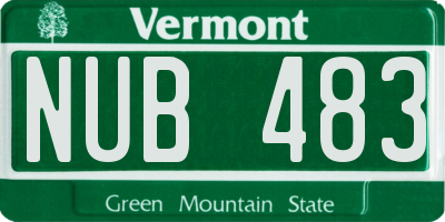 VT license plate NUB483