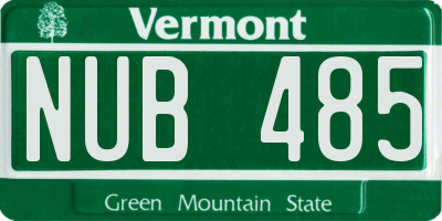 VT license plate NUB485