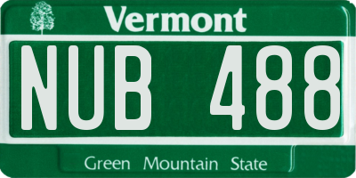 VT license plate NUB488