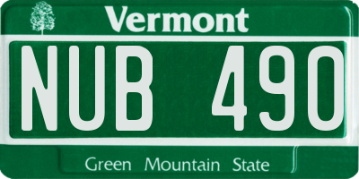 VT license plate NUB490