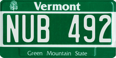 VT license plate NUB492