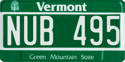 VT license plate NUB495