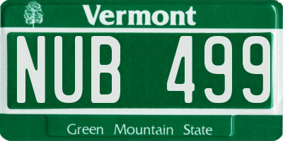 VT license plate NUB499