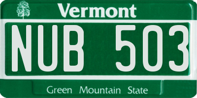 VT license plate NUB503