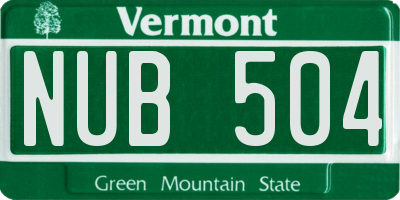 VT license plate NUB504