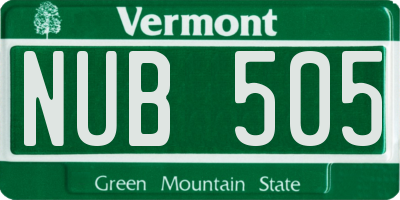 VT license plate NUB505