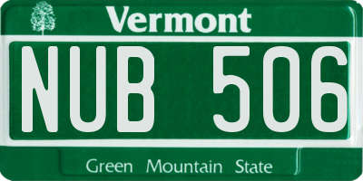VT license plate NUB506