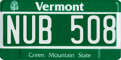 VT license plate NUB508
