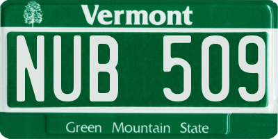 VT license plate NUB509