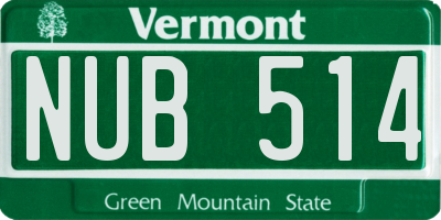 VT license plate NUB514