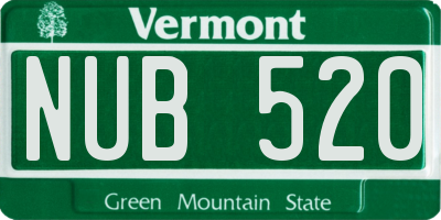 VT license plate NUB520