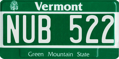 VT license plate NUB522