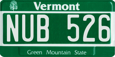 VT license plate NUB526