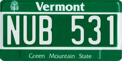 VT license plate NUB531