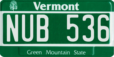 VT license plate NUB536
