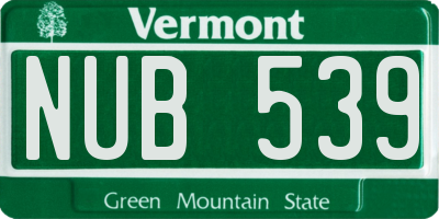 VT license plate NUB539