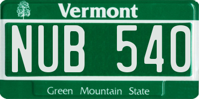 VT license plate NUB540